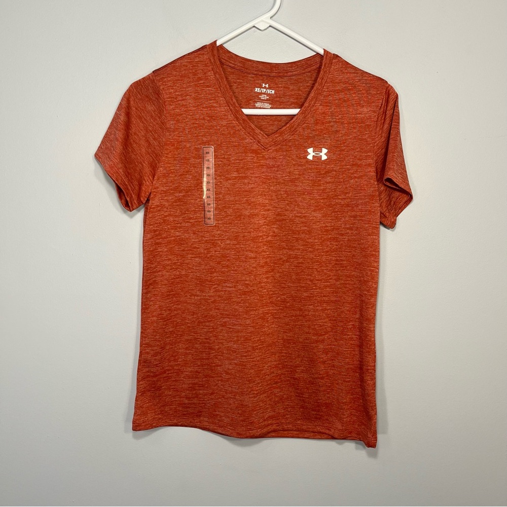 NEW Under Armour Shirt Womens Extra Small Red Heather Running Athletic Tech